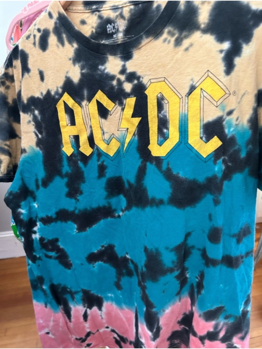 AC/DC Tie-Dye Logo Tee - Multicolor size Large t shirt
